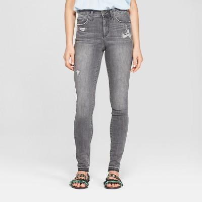 Women's High-rise Released Hem Skinny Jeans - Universal Thread Black Wash