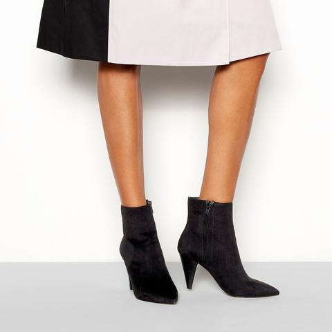 Faith - Black Suedette 'branning' Stiletto Heel Boots