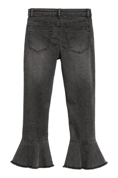 H & M - Pantalón Tobillero Con Volante - Negro