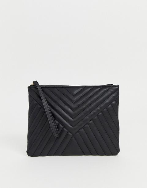 Asos Design - Pochette Trapuntata Con Zip - Nero