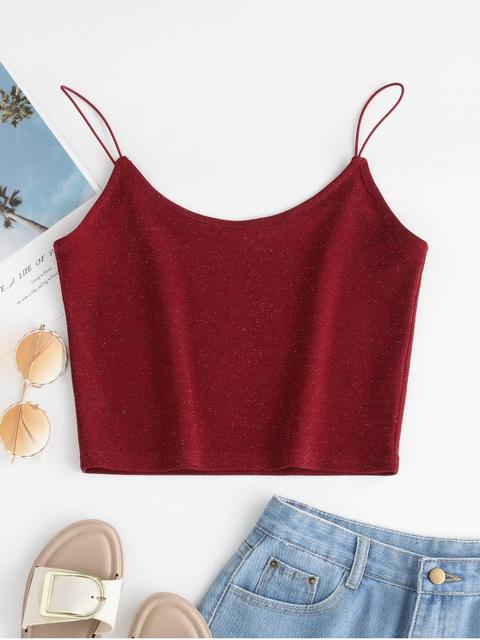 Zaful Top De Cami Brillante Red Wine