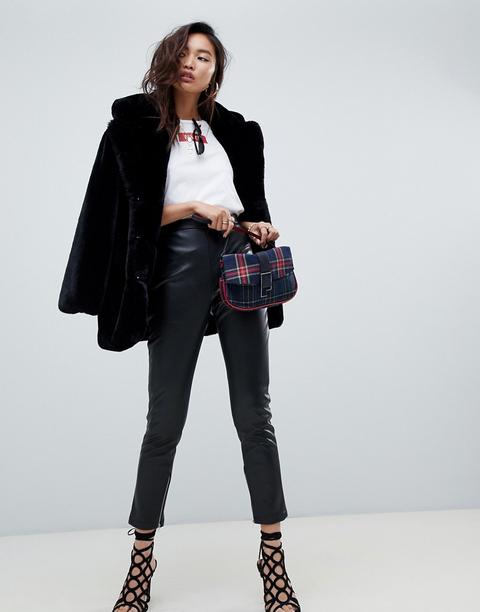 Na-kd - Pantaloni Neri In Pelle Sintetica Con Zip - Nero