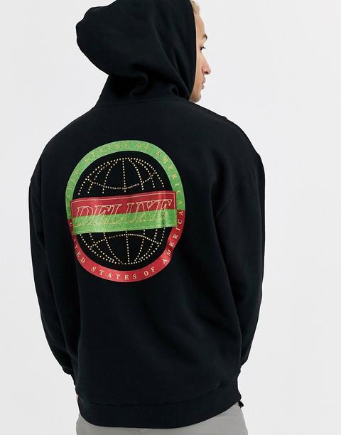 Sudadera Extragrande Negra Con Capucha Y Estampado Trasero De Pedrería De Asos Design-negro