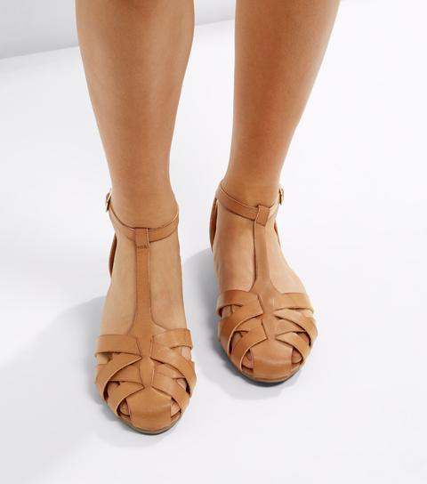 Tan Cross Strap Sandals