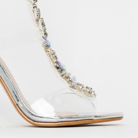 lucia silver snake gem clear stiletto heels