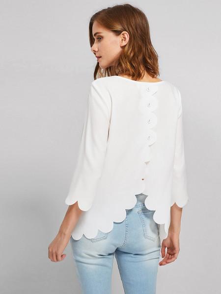 Blusa Sobrepuesta Con Botones Con Borde Concha