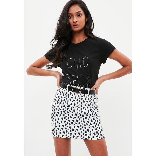 animal print denim skirt