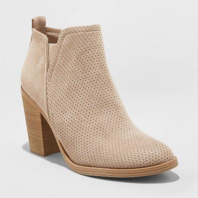 Women's Avalyn Microsuede Laser Cut Bootie - Universal Thread Taupe