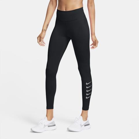 Nike Swoosh Run Leggings De Running De 7/8 De Talle Medio - Mujer - Negro