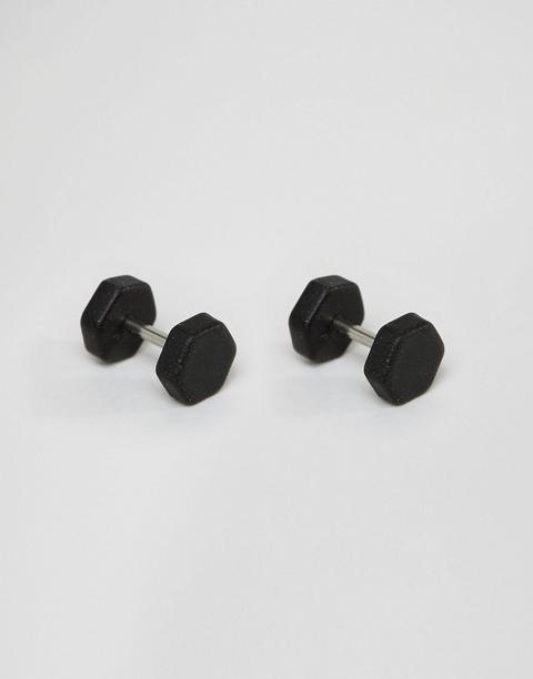 Asos Hexagon Plug Earring In Matte Black - Black