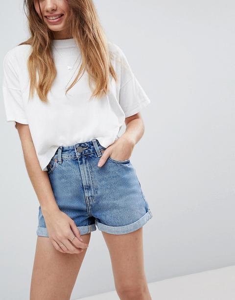 Asos Design - Ritson - Mom Shorts Di Jeans Blu Vintage - Blu