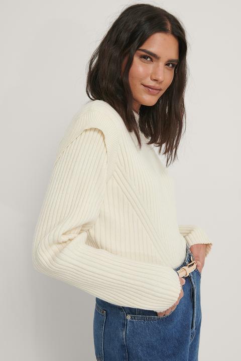 Na-kd Marked Shoulders Knitted Sweater - Offwhite