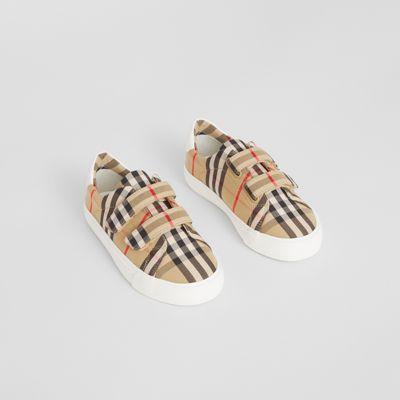 Zapatillas Deportivas En Algodón A Cuadros Vintage Checks (beige) - Niños | Burberry