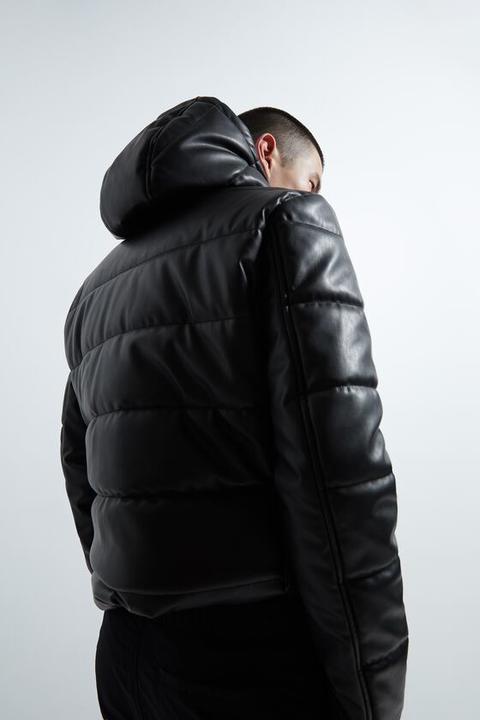 faux leather puffer jacket zara