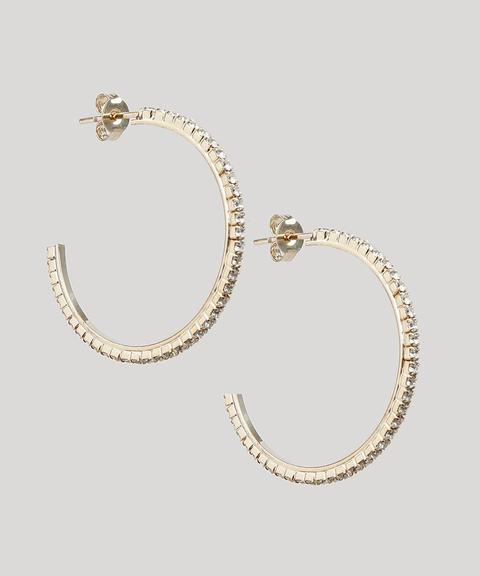 Brinco Feminino De Argola Com Strass Dourado - Único