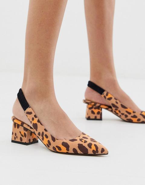 Zapatos De Tacón Medio De Leopardo Con Tira Trasera Serve De Asos Design-multicolor