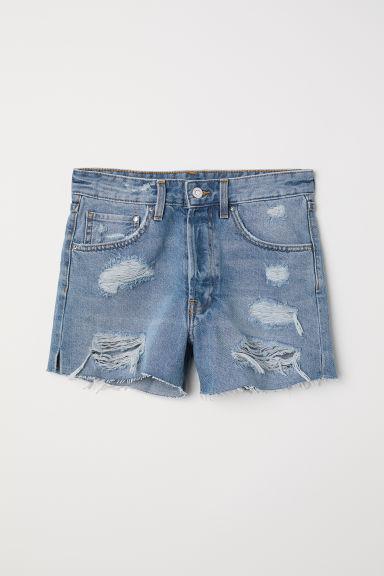 H & M - Shorts In Denim Mom Fit - Blu