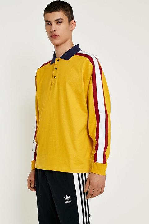 Uo Mustard Panel Long-sleeve Rugby Shirt