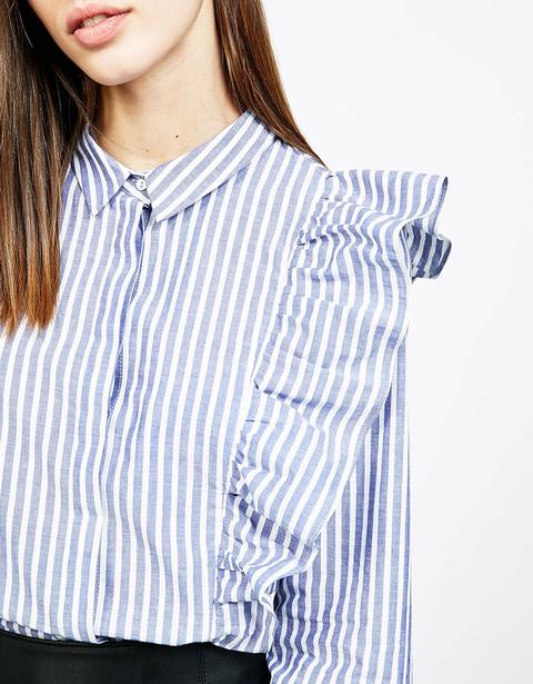 Camicia A Righe Con Volant