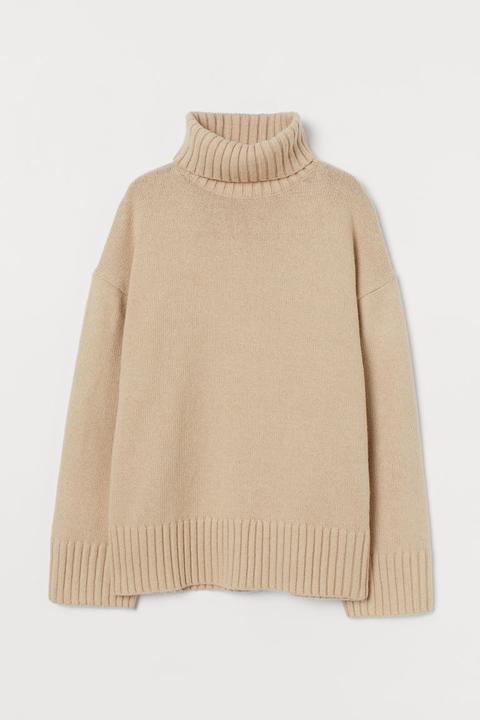 Polo-neck Jumper - Beige