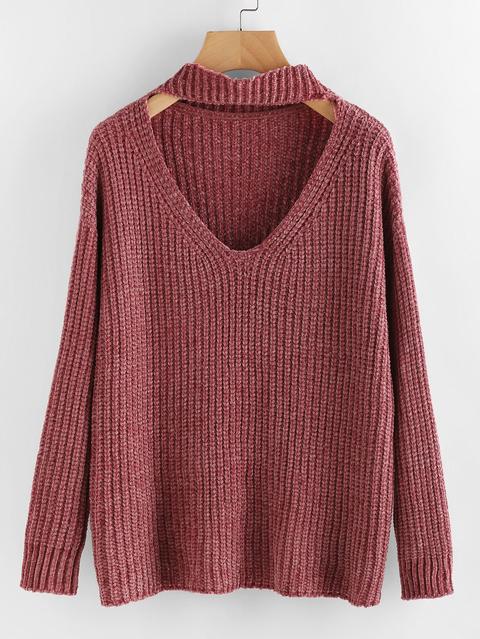 Cutout Choker Neck Jumper