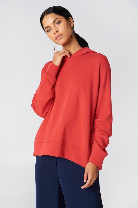 Na-kd Gathered Sleeve Hoodie - Red