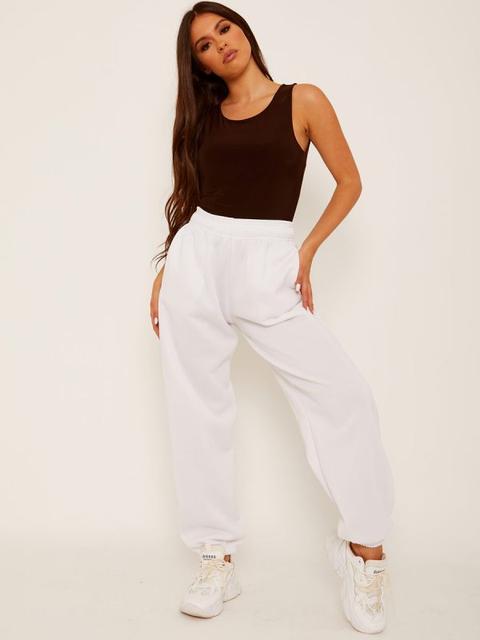 Barbara Oversized Fleeced Joggers In White