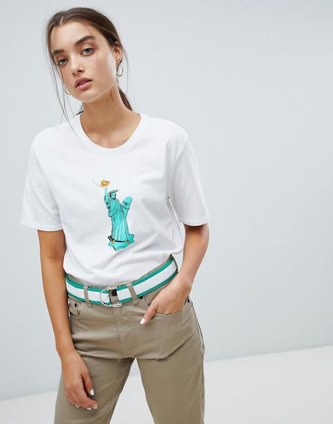 Nike Sb - T-shirt Bianca Con Stampa Di Statua Della Libertà Con Pizza - Bianco