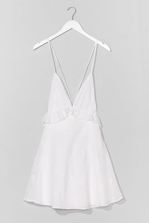 Dressing Gown Courte Volantée En Broderie Anglaise I Can't Get No Satisfaction - Blanc - 32, Blanc