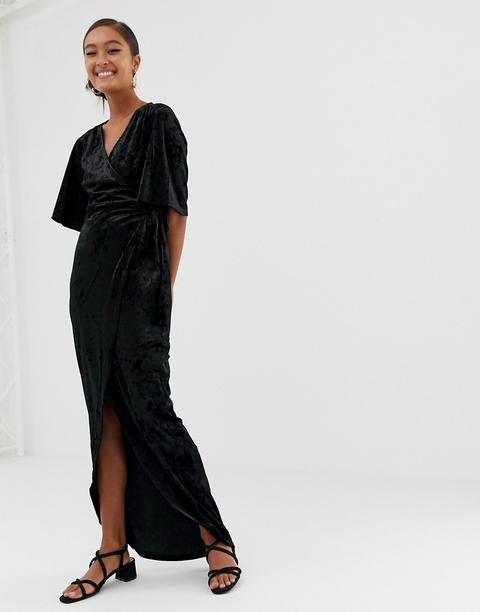 Moves By Minimum - Robe Longue Cache-cœur En Velours - Noir