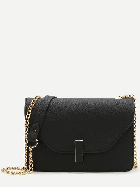 Black Flap Pu Shoulder Bag