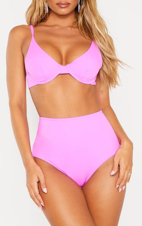 Magenta High Waisted High Leg Bikini Bottom