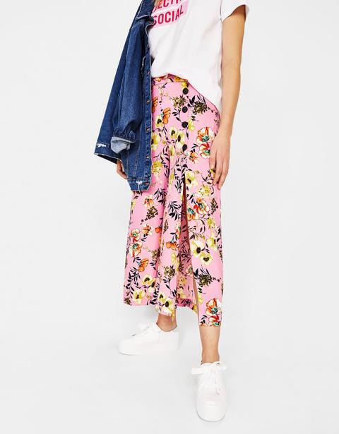 Culotte Ancho De Flores Con Botones