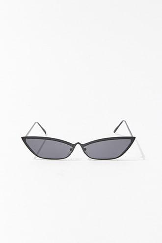 Forever 21 Slim Cat-eye Sunglasses , Black/black
