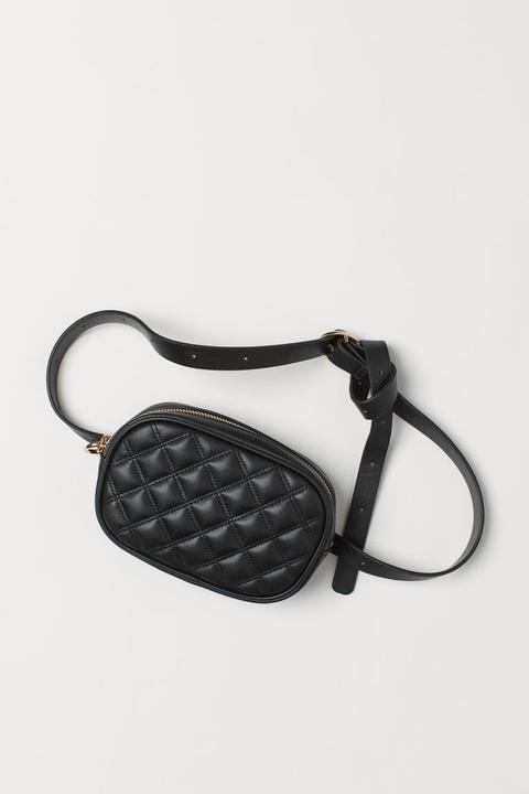 H & M - Quilted Waist Bag - Black