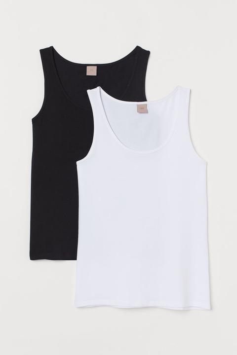 H & M+ 2-pack Vest Tops - Black