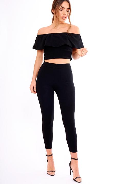 Black Bardot Frill Co-ord - Kammie