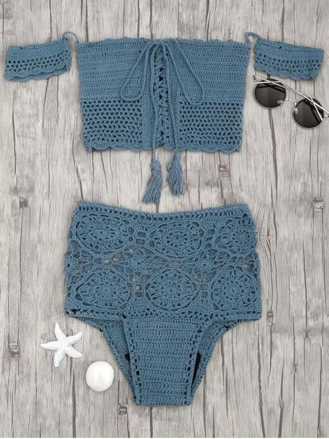 Off Shoulder High Waisted Crochet Bikini