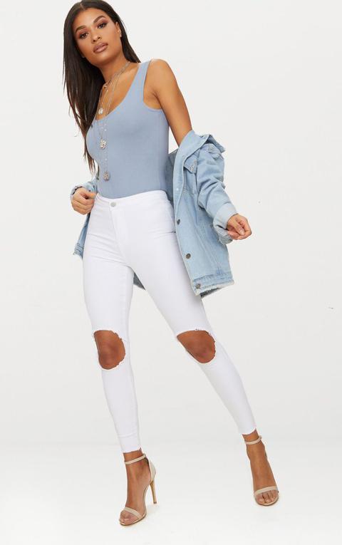 White Knee Rip Disco Jean