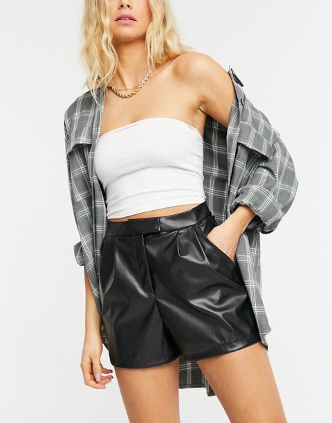 Shorts Mom Negros Efecto Cuero De Asos Design