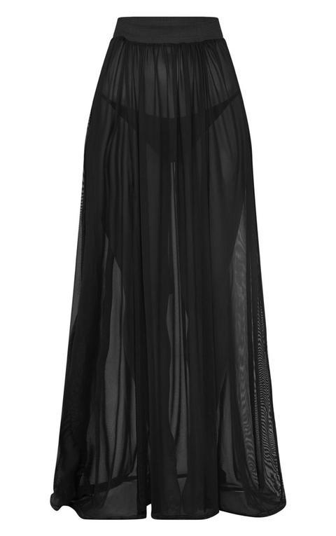 minah black mesh maxi skirt