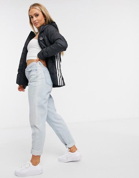 Chaqueta Negra Acolchada De Corte Slim De Adidas Originals-negro