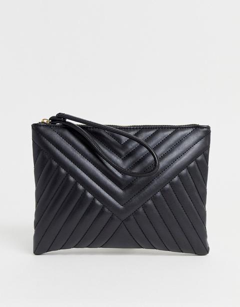 Asos Design - Pochette Trapuntata Con Zip - Nero