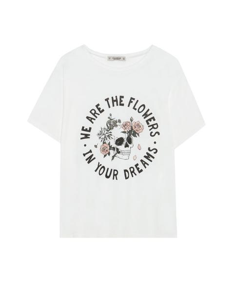 Camiseta Print Calavera Rosas