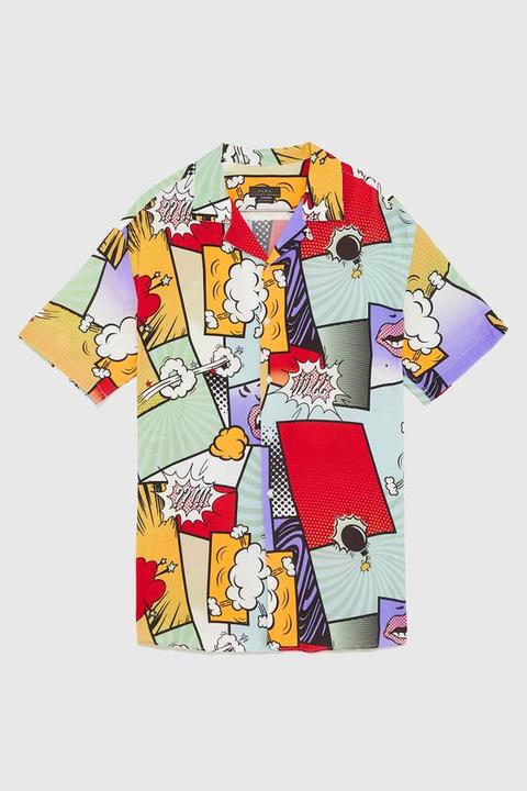 Camisa Fluida Estampado Cómic