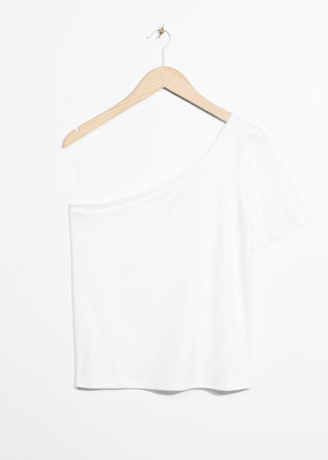 One Shoulder Tee - White