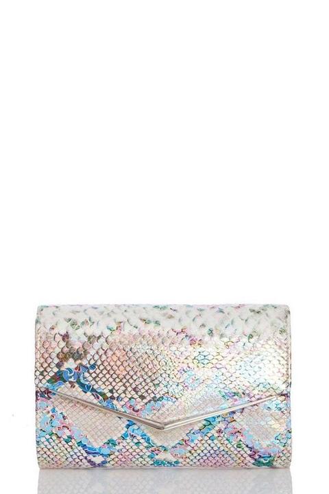 Multicoloured Snake Print Clutch Bag