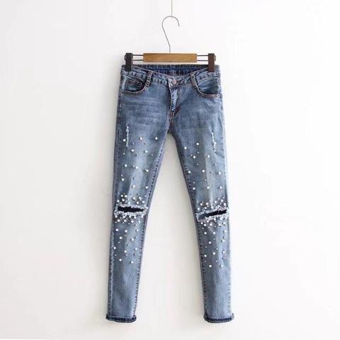 Jeans Astrid A Vita Bassa Perle Ripped