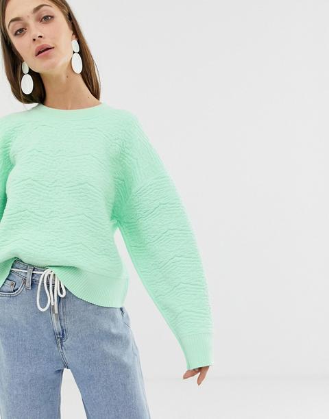 Jersey De Punto Con Textura De Asos White-verde