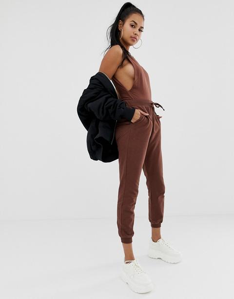 Joggers Básicos Con Nudo De Asos Design-marrón